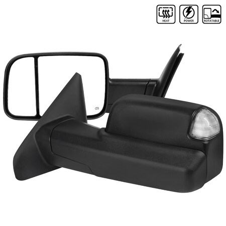 Spec-D Tuning 02-08 Dodge Ram Towing Mirrors Black- Clear Signal Power Heated RMX-RAM02HP-G1-FS